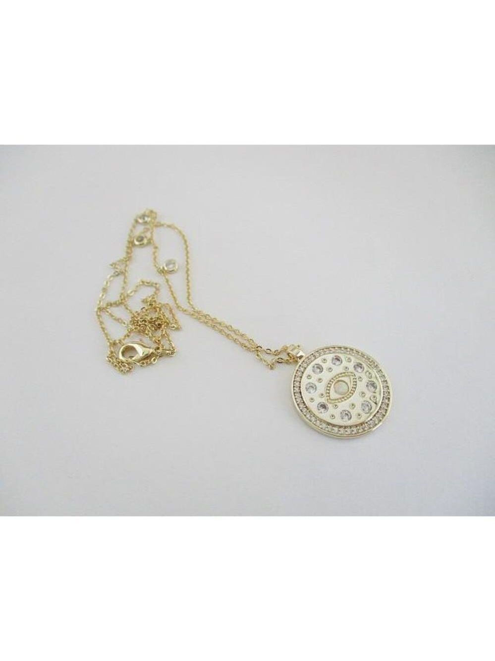 Macys & Co Gold over SS Necklace with Evil Eye Charm